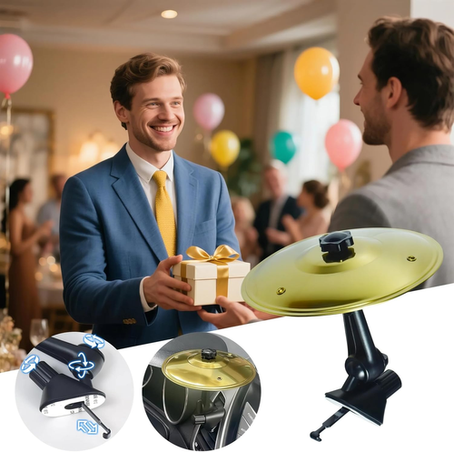 Car Cymbal Air Vent – Clip-On Mini Crash Cymbal for Car Vent | Portable Universal Drum Cymbals for Music Lovers & Drummers (Gold)