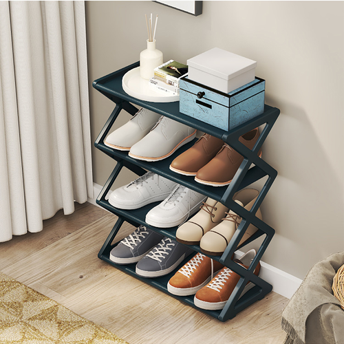 Shoe Storage Rack Space-saving 4 Tiers Z-shaped Shoe Storage Rack Easy Installation Large Capacity Shoe Shelf Organizer for Home