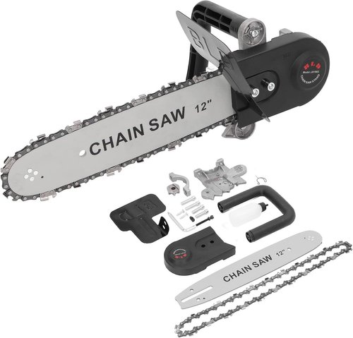 Chainsaw Converter Set, Electric Chainsaw Attachment Kit, Mini Chainsaw Cordless, Transform Angle Grinder to Chainsaw, Ergoesnomic Handle, Safety Features for Woodworking