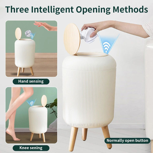 Smart Sensor Trash Can with Lid – Stylish High-End Elevated Waterproof Bin for Living Room & Bedroom