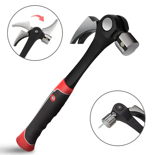 LOZLIN 16oz Claw Hammer with Magnetic Nail Starter,Indexing Rip Claw,Forged Steel Head,Shock-Absorbing TPR Grip,Heavy Duty Framing & DIY Tool