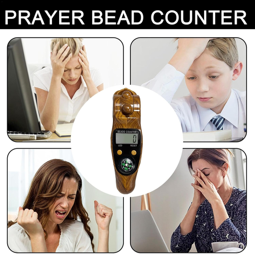 Rotating Digital Counter,Digital Prayer Beads Counter | Rotating Beads Digital Counter | Handheld Counter with Compass - Prayer Beads Counter, Finger Counter