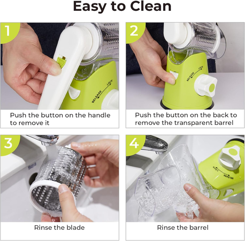 Click to see full view       3+ Cheese Grater Manual Rotary Vegetable Slicer Fruit Shredder Drum Grater with 3 Stainless Steel Rotary Set