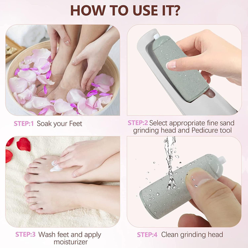Electric Callus Remover for Feet, Professional Pedicure Kit Foot Scrubber for Dry, Dead, Cracked, Hard Skin, Feet Spa Care Kit for Men & Women(White)