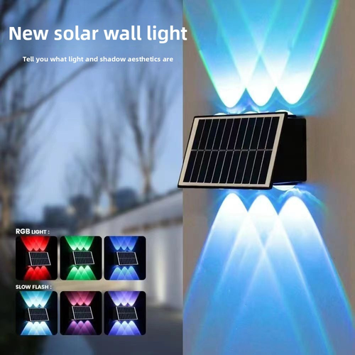 Solar Wall Lights - Up   Down Outdoor Lighting, Warm White Colorful, 4LED Wall Washers for Garden, Patio,