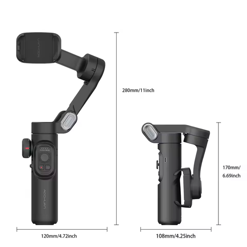 AOCHUAN Smart XE Smartphone Gimbal Stabilizer - Foldable 3-axis gimbal with focus wheel for iPhone Samsung & Android - Increase your TikTok, YouTube and Vlogging Content