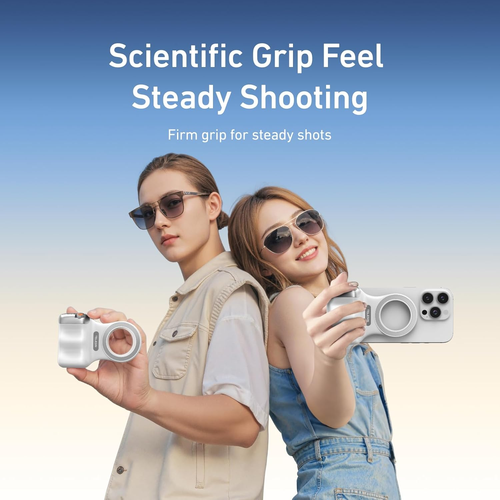 Magnetic Phone Camera Grip, Smartphone Shooting Holder Selfie Handle Snap with Wireless Shutter Button Remote for iPhone 16 15 14 13 12 Pro Max Android Cellphone Vlog Video Photography