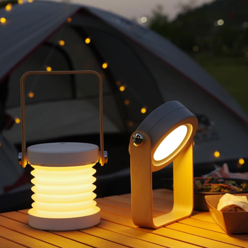 Click to see full view        4-in-1 Foldable Table Lamp, Portable Telescopic LED Night Light,Wooden Handle Portable Lantern Light and Flashlight,Touch Control Dimmable 3 Level Brightness Night Light