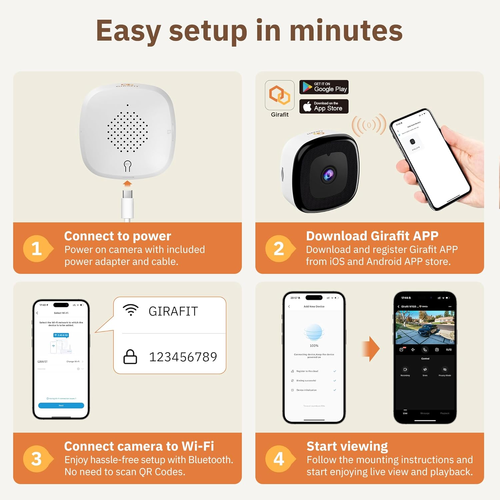 3MP 2K Window Camera,2.4GHz & 5GHz WiFi Indoor Cameras for Home Security with ChroMax Al Color Night Vision,Person & Motion Detection,24 7 Recording,Easy & Quick Install