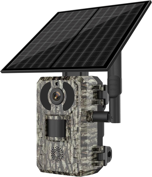 4G LTE Outdoor Hunting Camera with 4W Solar Panel 2K 4MP Resolution, IP66 Waterproof, Night Vision & PIR Motion Detection