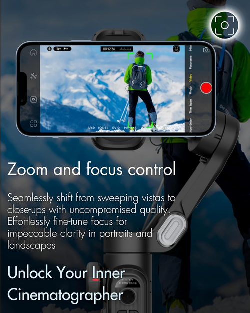 AOCHUAN Smart XE Smartphone Gimbal Stabilizer - Foldable 3-axis gimbal with focus wheel for iPhone Samsung & Android - Increase your TikTok, YouTube and Vlogging Content