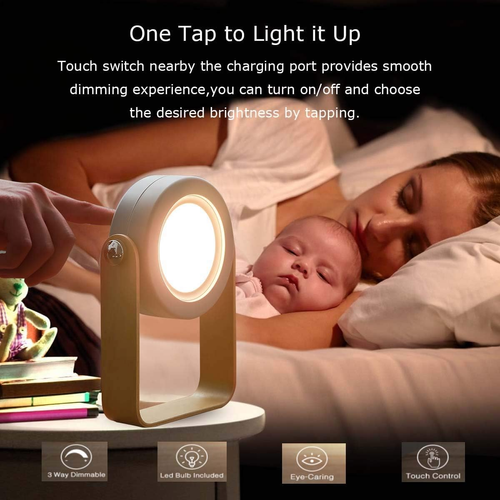 Click to see full view        4-in-1 Foldable Table Lamp, Portable Telescopic LED Night Light,Wooden Handle Portable Lantern Light and Flashlight,Touch Control Dimmable 3 Level Brightness Night Light