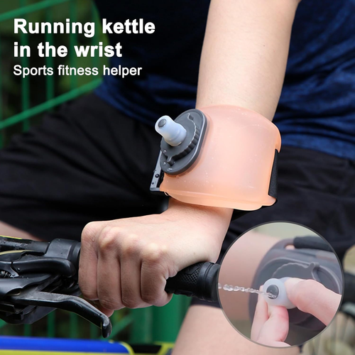 Outdoor Running Wrist Water Bottle Hand-free Wearable Adjustable Wrist Water Bottle Portable Fitness Cycling Silicone Water Cup Sports Supplies Orange 200ML