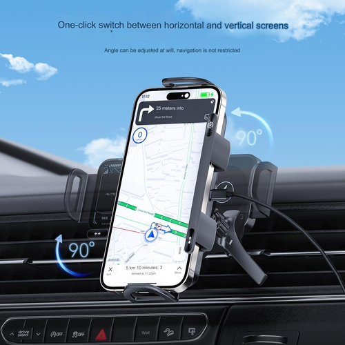 One-Touch Rotating car Wireless Charging Folding Screen Cell Phone Holder auto-Sensing