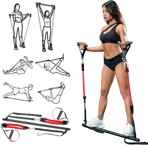 MODEREVE 60-120LBS Pilates Bar Kit with Resistance Bands, Home Squat Bar for Men & Women All-in-one Gym Workout for Full Body Fitness with Portable Bag...