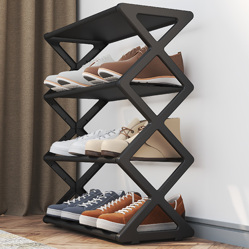 Shoe Storage Rack Space-saving 4 Tiers Z-shaped Shoe Storage Rack Easy Installation Large Capacity Shoe Shelf Organizer for Home