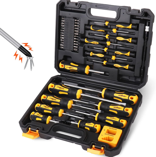 HORUSDY 43-piece Screw driver Kit, Include Phillips, Slotted, Pozidriv, Hex, Torx, and Magnetizer demagnetizer Precision Screwdriver Set for Tools for Men