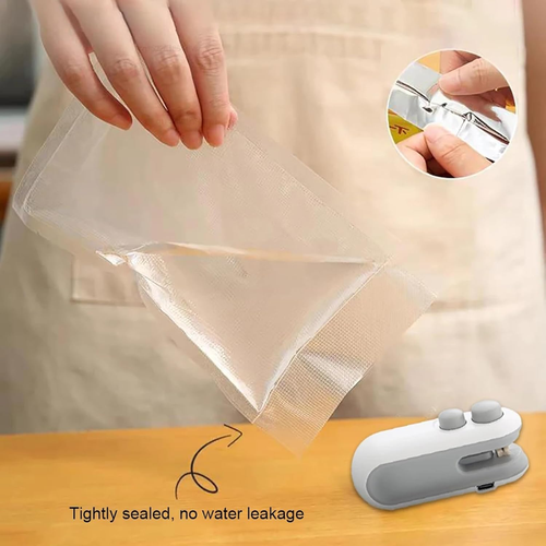 Mini Bag Sealer 2 Pack Bag Sealer with Cutter and Magnet 2 in 1 Mini Bag Resealer Machine Portable Handheld Rechargeable Heat Vacuum Food Sealer for Plastic Bags Snacks & Food Storage (2, white)