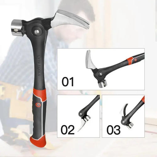 LOZLIN 16oz Claw Hammer with Magnetic Nail Starter,Indexing Rip Claw,Forged Steel Head,Shock-Absorbing TPR Grip,Heavy Duty Framing & DIY Tool