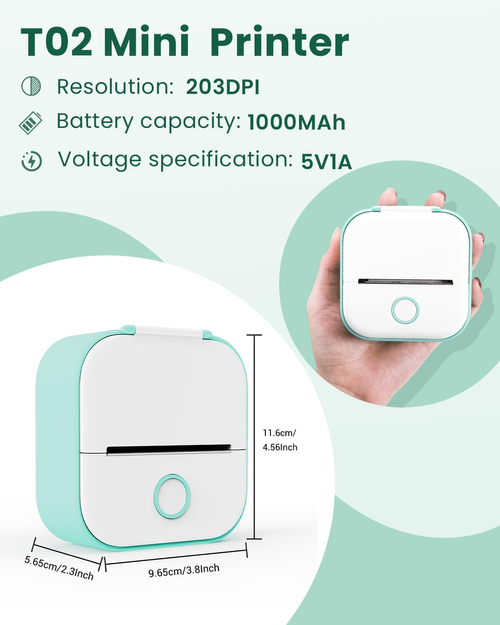 soputry Mini Pocket Printer, 2025 New Inkless Sticky Note Printer Bluetooth Sticker Printer, Portable Photo Printer Pocket Thermal Printer for DIY Scrapbook (Green)