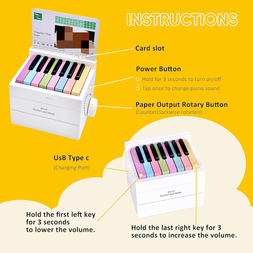Piano Calendar 2025 Desk Calendar, Playable Piano Desk Calendar 2025, Swift Mini Piano Calendar With 52 Weeks of Music Sheets, Mini Piano Calendar 27 Cards...