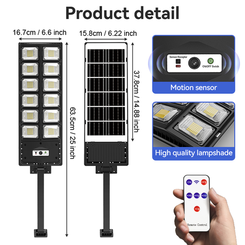 504 LED Powerful Solar Lights Outdoor Motion Sensor External Waterproof Street Light 12000 Lumen Dusk to Dawn Garden Road Lamp
