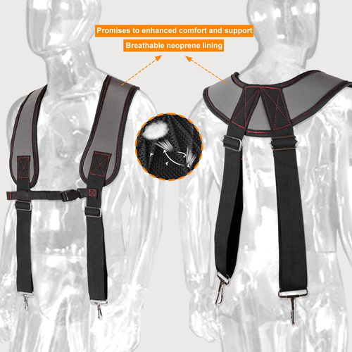 New Design Multi Functional Double Tool Belt Bag Tool Belt with Suspenders, Professional Tool Belt for Men, 18 Pocket Adjustable Heavy Duty Tool Organizer for Electrician