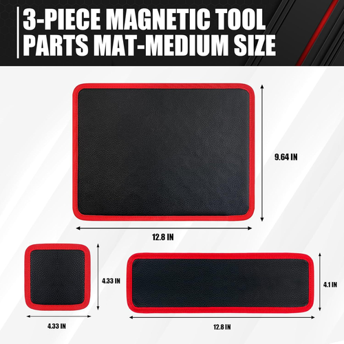 3 PC Magnetic Parts Tray Set, 2 Magnetic Tool Parts Mats, Collapsible Magnetic Tool Tray and Telescoping Magnetic Pickup Tool, for Bolt, Screw, Nut, Washer, Pin, Magnetic Trays for Mechanics