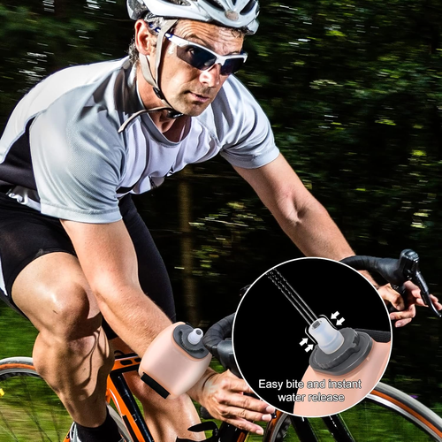 Outdoor Running Wrist Water Bottle Hand-free Wearable Adjustable Wrist Water Bottle Portable Fitness Cycling Silicone Water Cup Sports Supplies Orange 200ML
