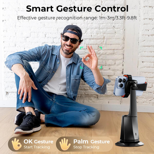 360 AI Tracking Shooting Gimbal Auto Face AI Camera Recognition Body Track Intelligent Follow Live Shoot Phone Stand Smart Mount