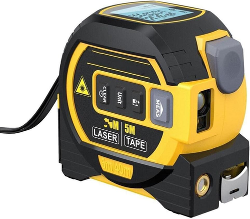 MeasurinSight 3-in-1 Infrared Laser Tape Measuring, 3 in 1 Infrared Laser Tape, 3 in 1 Digital Distance Meters with LED Display (Yellow)