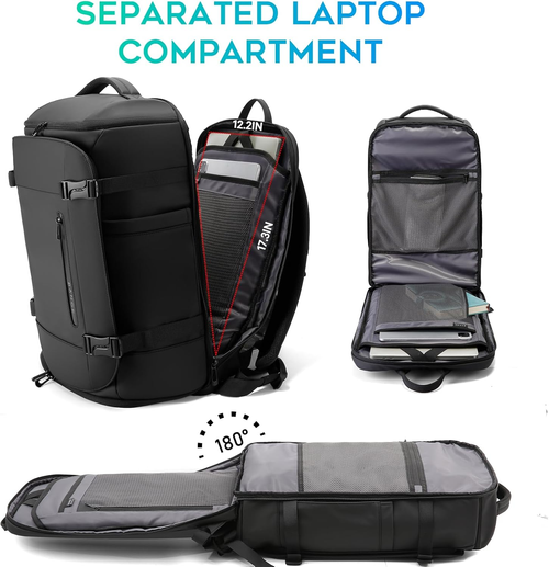 BANGE 40L Travel Backpack with Shoe Compartment, Large Capacity Weekender Bag Daypack Fits 17.3 Inch Laptop, Carry-on Luggage Backpack with Water Bottle..