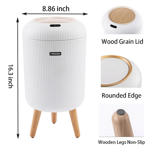Smart Sensor Trash Can with Lid – Stylish High-End Elevated Waterproof Bin for Living Room & Bedroom