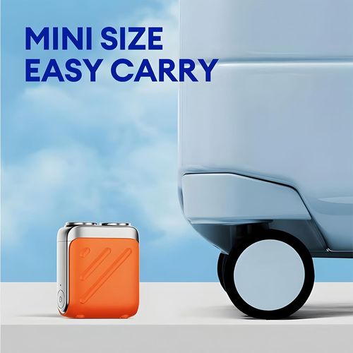 R-12 Luggage Electric Shaver, Beard Shaver Mini and Portable Suitcase Design, Electric Mini Portable Razor, Portable Electric Shavers, USB Rechargeable One-Button Long Lasting for Home Travel (Blue)