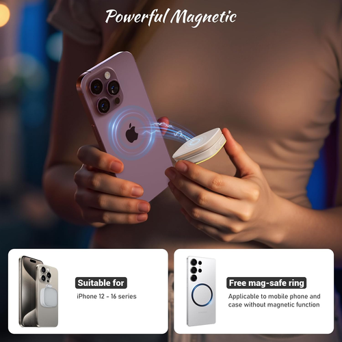 SmallRig Magnetic Selfie Light for iPhone, Phone Light with a Mirror, Instant Attachment for MagSafe, for Selfies, Video Conference, Vibe P48 White