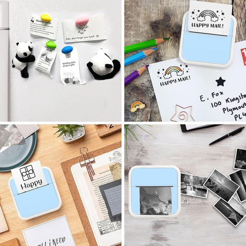 OFFCUP Mini Printer Mini Photo Printer with 5 Paper Rolls Portable Mini Printer Thermal Printer Pocket Printer Smartphone Bluetooth Printer for iOS and...