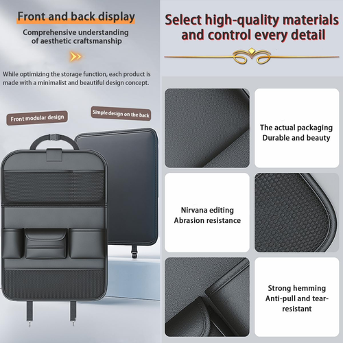 Popular Items Car Seat Back Pocket, Rear Seat Storage, Stain Proof, Car Storage Pocket, Seat Back Pocket, Premium Waterproof PU Leather Car Seat Back Organizer（Black3）