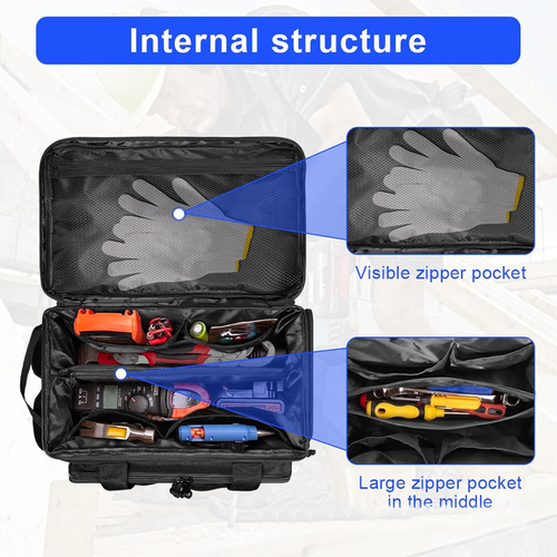 Custom Professional Tear Resistant Nylon Waterproof Electrician Tool Bag Portable Hardware Tool Storage Bag for Electricians