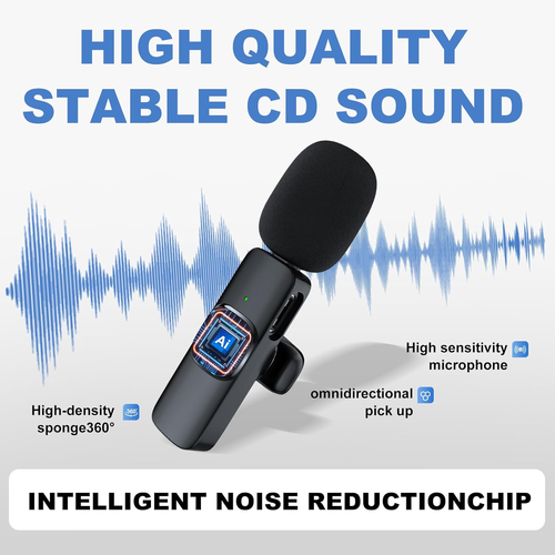 2in1 Wireless Mic Clip Microphone Conference Live Lavalier Microphone with Receiver for iphone and Android Phone