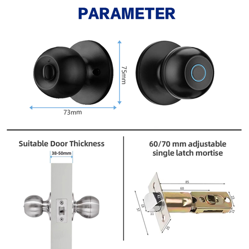 Smart Bluetooth Multi-functional New-style Spherical Apartment Lock, Round Cylinder Door Lock with Steel Ball Knob, Doors
