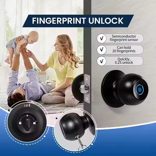 Smart Bluetooth Multi-functional New-style Spherical Apartment Lock, Round Cylinder Door Lock with Steel Ball Knob, Doors