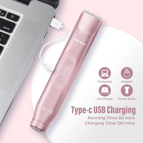 Akunbem 2 in 1 Electric  Dual Head IPX7 Waterproof Wet and Dry Use Shaver for Body and Face Hair Trimmer for Bikini, Armpits, Legs, Arms, Body,