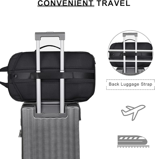 Handcuffs Travel Backpack With Laptop & Shoe Compartment Overnighter Expandable Business Weekender Bag With Multiple Carry Handles & Trolley Strap Carry-on Luggage Overnight Bag