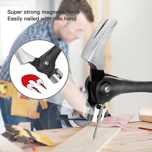 LOZLIN 16oz Claw Hammer with Magnetic Nail Starter,Indexing Rip Claw,Forged Steel Head,Shock-Absorbing TPR Grip,Heavy Duty Framing & DIY Tool