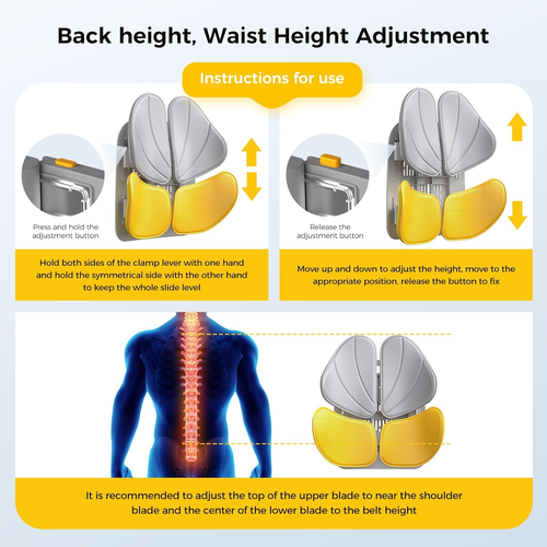 Lumbar Support Pillow for Office Chair - Adjustable Large Back Support for Car, Gaming with Zoning for Pain Relief & Posture
