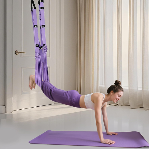 Aerial Yoga Strap, Fitness Strap Band for Waist Trainer Leg Stretching, Door Swing Adjustable Strap - Back Bend, go upside-down for Yoga Practitioner Ballet Dancer Gymnastics Relieve Pain Stiffness