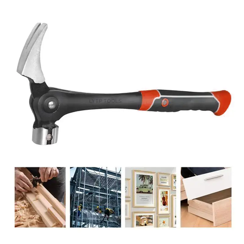 LOZLIN 16oz Claw Hammer with Magnetic Nail Starter,Indexing Rip Claw,Forged Steel Head,Shock-Absorbing TPR Grip,Heavy Duty Framing & DIY Tool