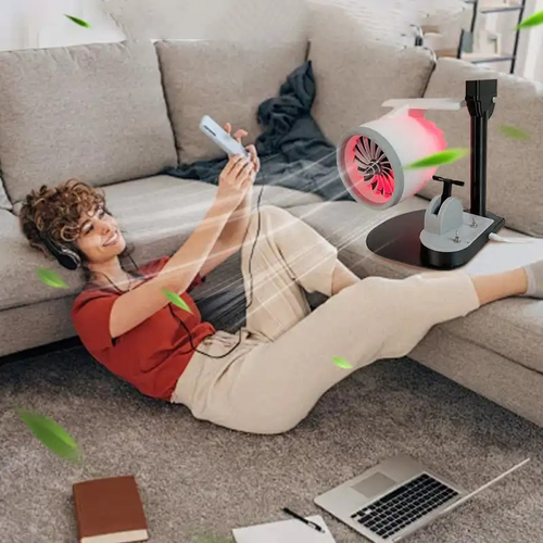 New USB-Powered Creative Jet Fan Toy with Cool Engine & Unique Design, Built-in Spray Device – Suitable for Home Decoration, Air Duster & Cleaner