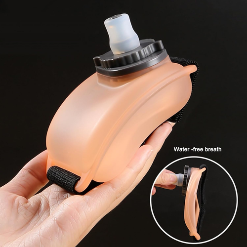 Outdoor Running Wrist Water Bottle Hand-free Wearable Adjustable Wrist Water Bottle Portable Fitness Cycling Silicone Water Cup Sports Supplies Orange 200ML