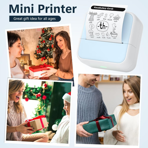 OFFCUP Mini Printer Mini Photo Printer with 5 Paper Rolls Portable Mini Printer Thermal Printer Pocket Printer Smartphone Bluetooth Printer for iOS and...